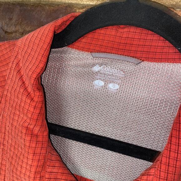 Columbia Sportswear Orange Plaid Short Sleeve Button Down Shirt Men's Size Large - Picture 3 of 6